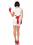 Nurse, costume dress, big bow, collar, cap sleeves, apron